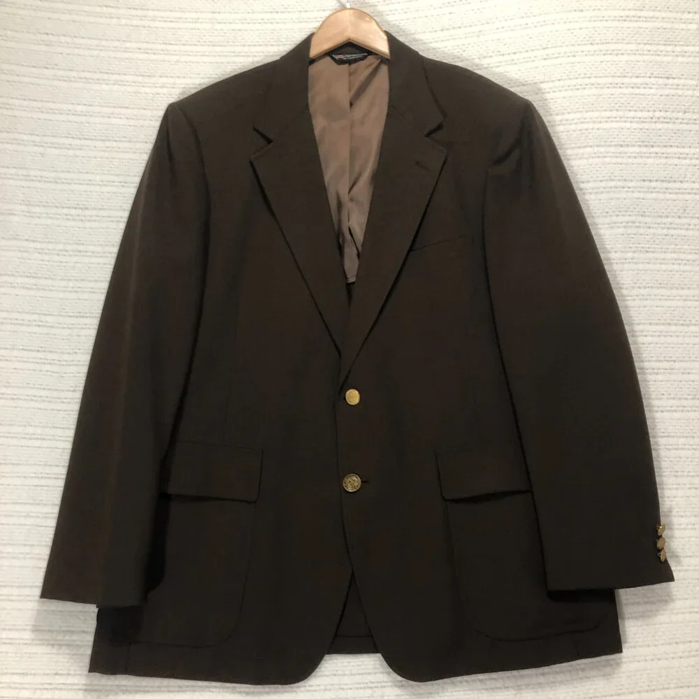 Harkwick Clothes Men's Brown Two‎ Button Blazer Size 46R